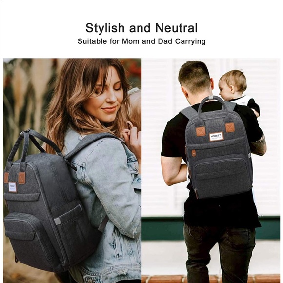 Baby Diaper Bag with Charging Port & Compartments - Picture 7 of 8